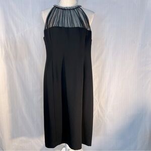 Evan Picone Dress Black Cocktail Halter Rhinestone Shear Chiffon Bodice 16